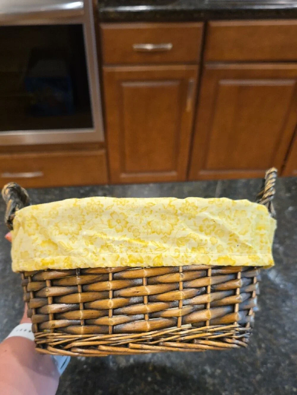 Woven Rattan Storage Basket with Yellow Liner